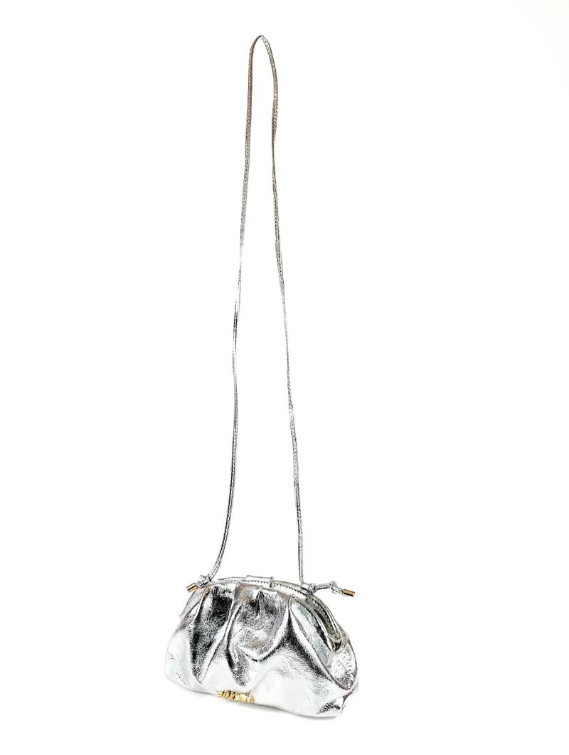BOLSA BRUNA CLUTCH COURO PRATA