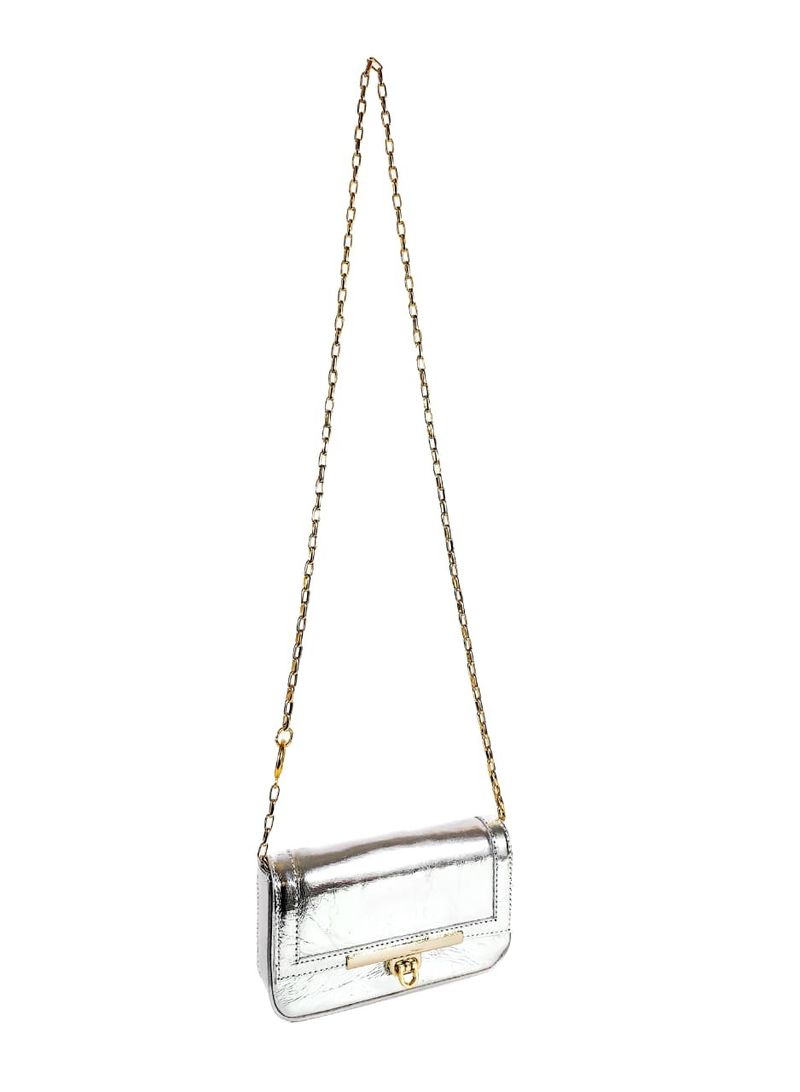 BOLSA NICOLE TIRACOLO COURO PRATA