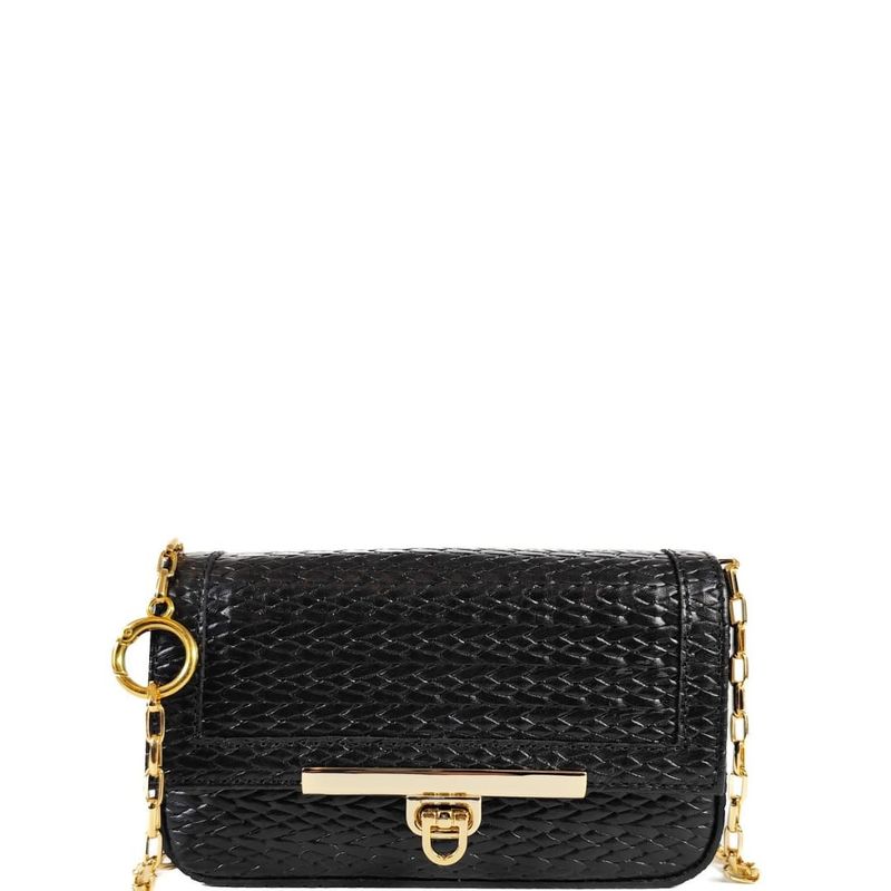 BOLSA NICOLE TIRACOLO COURO PRETO