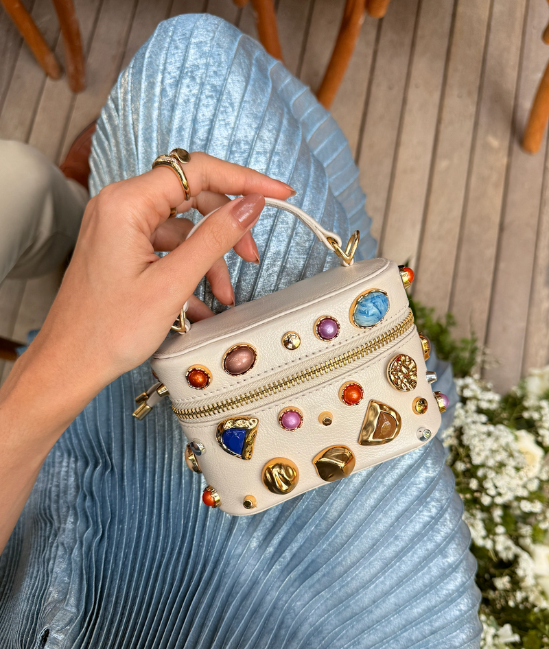 BOLSA MALLU TOTE COURO OFF WHITE