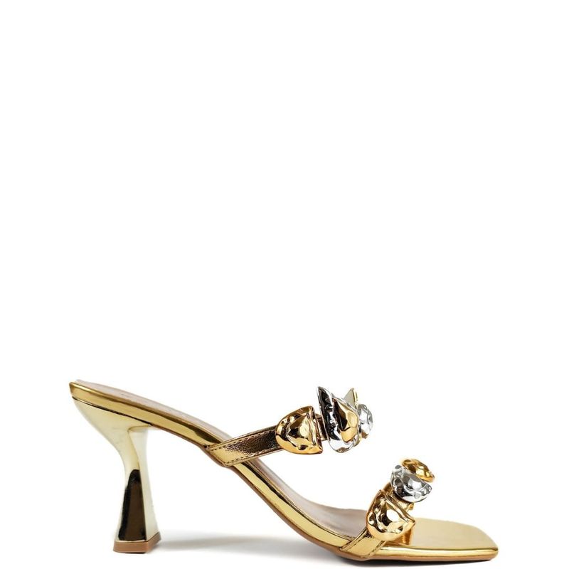 SANDALIA SALTO ALTO OURO