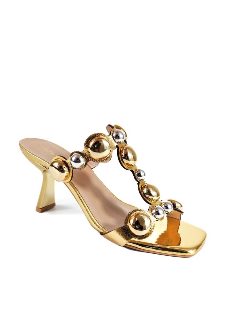 SANDALIA SALTO MEDIO OURO