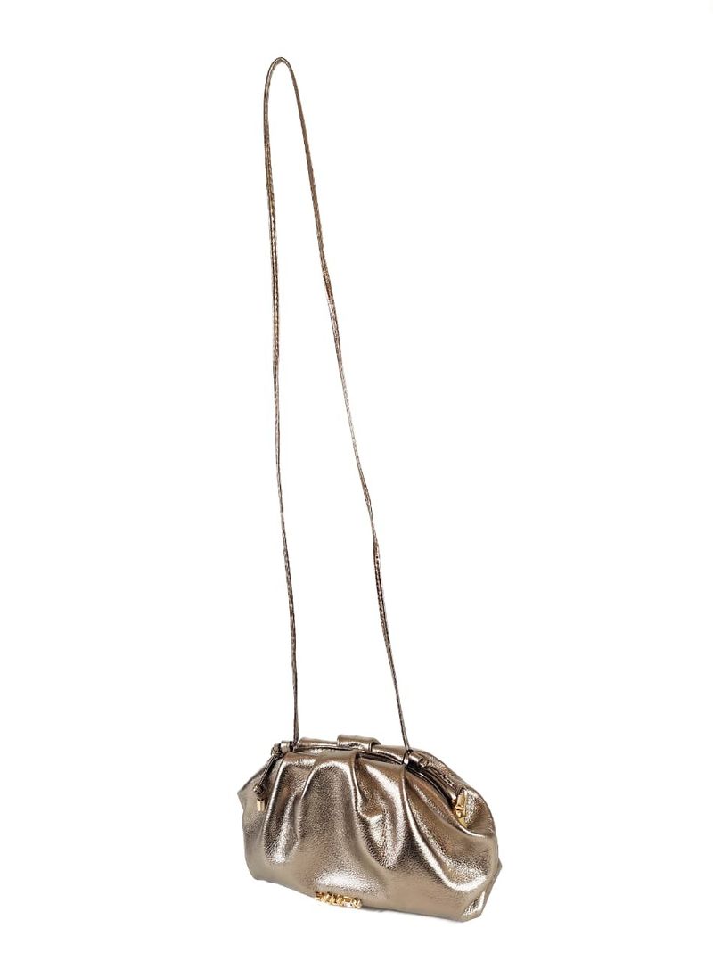 BOLSA BRUNA CLUTCH COURO PRATA VELHA