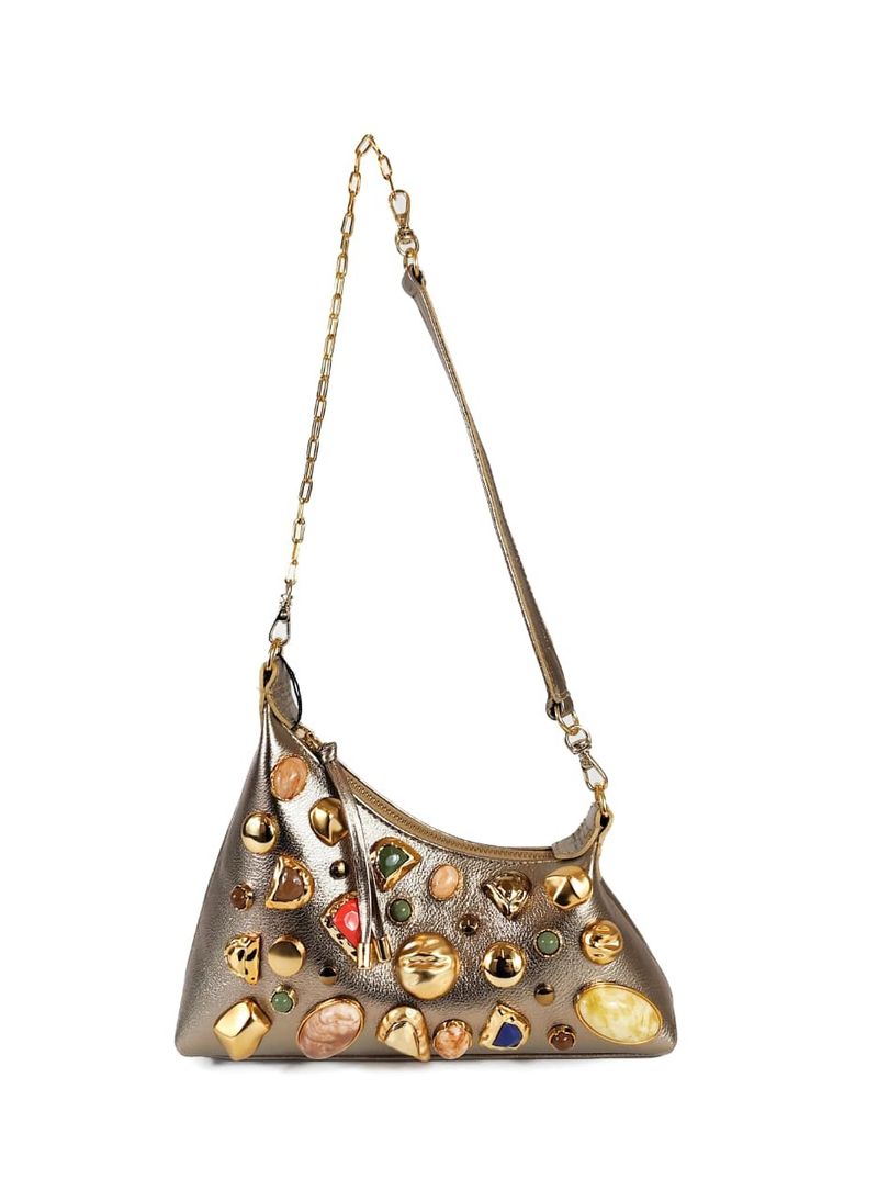 BOLSA NADINI TIRACOLO COURO PRATA VELHA