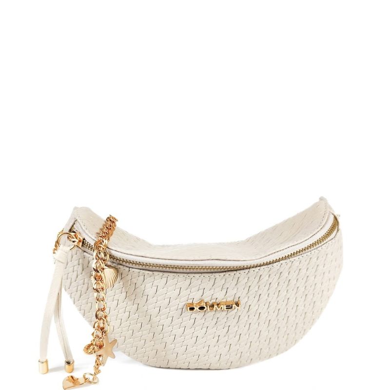 BOLSA MEG COURO OFF WHITE