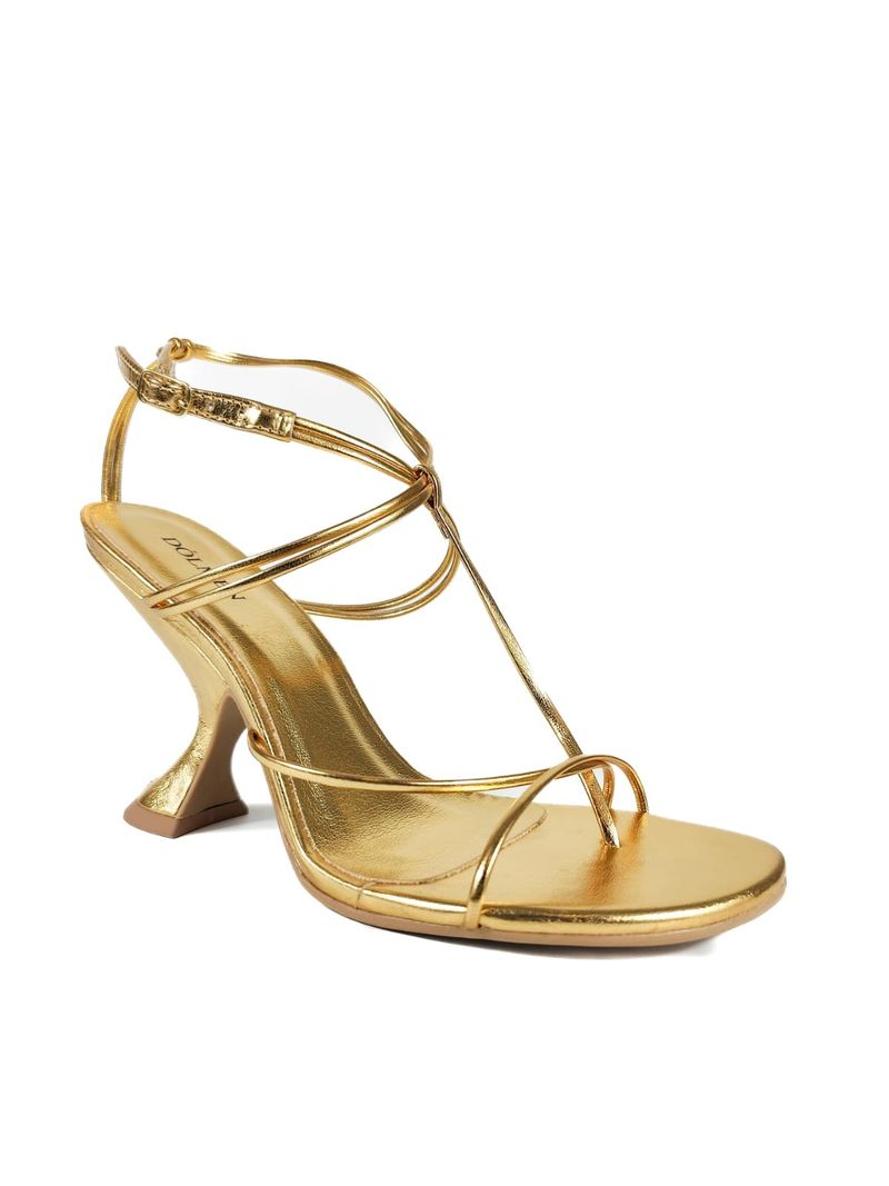 SANDALIA SALTO ALTO OURO