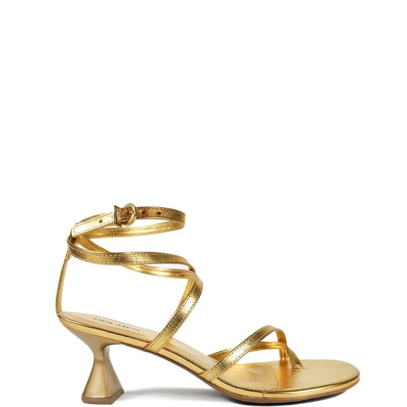 SANDALIA SALTO MEDIO OURO