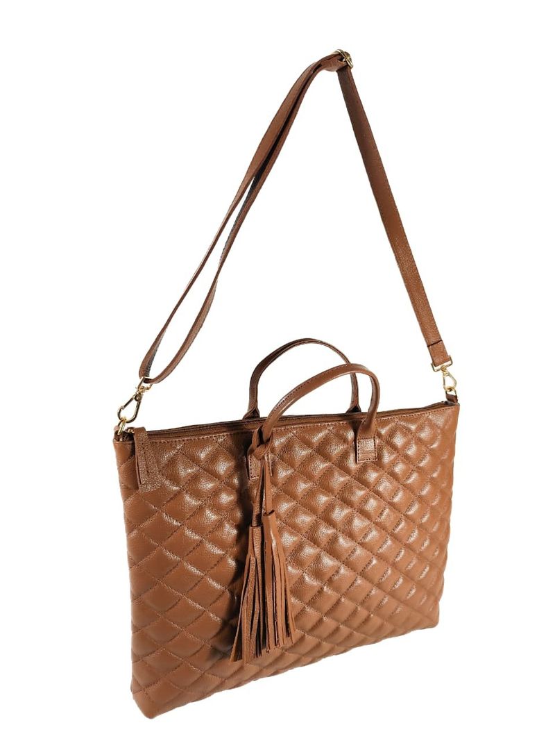 BOLSA NOTEBOOK COURO CARAMELO