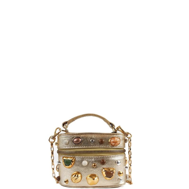 BOLSA MALLU TOTE COURO OURO