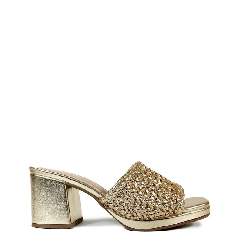 SANDALIA SALTO MEDIO TRESSE OURO