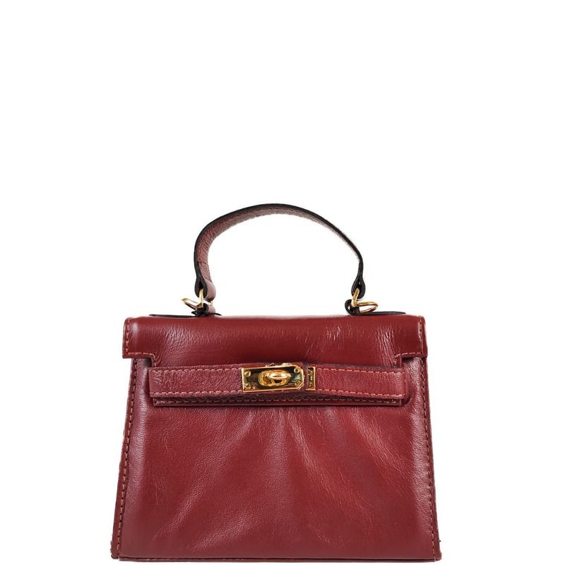 BOLSA RAISSA MINI TOTE TIRACOLO COURO BORGONHA