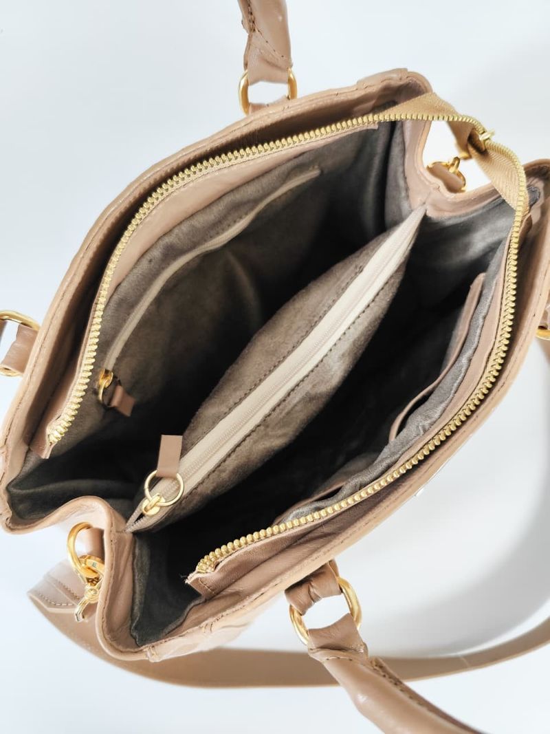 BOLSA REGINA TIRACOLO COURO BEGE