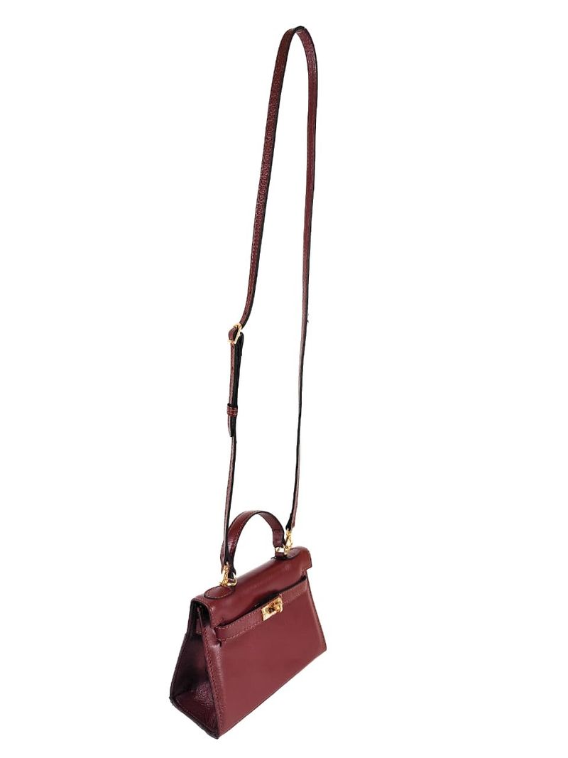 BOLSA RAISSA MINI TOTE TIRACOLO COURO BORGONHA