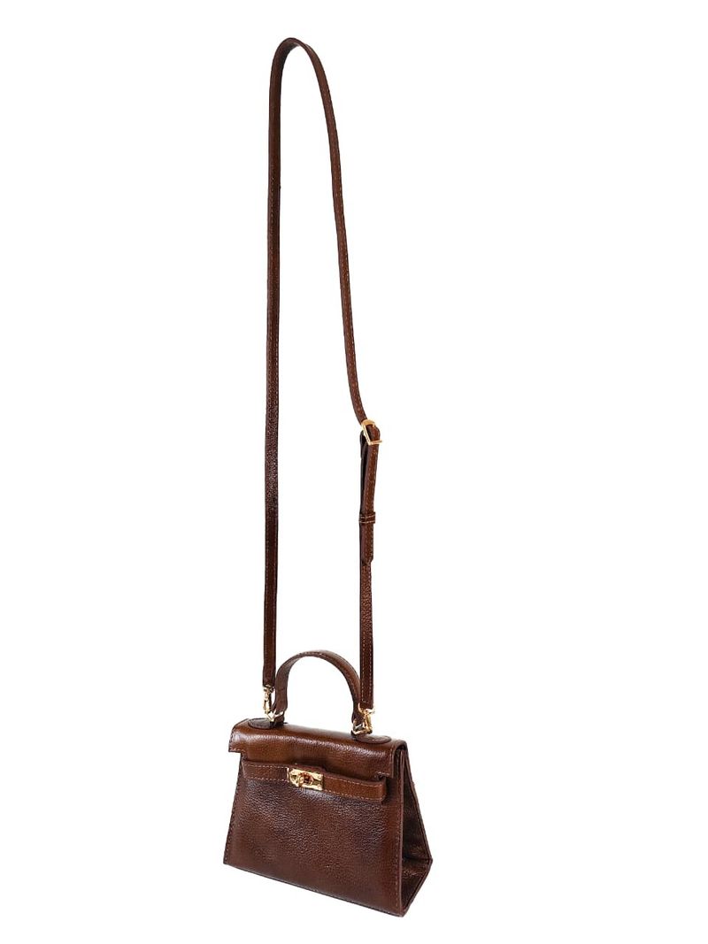 BOLSA RAISSA MINI TOTE TIRACOLO COURO PINHÃO