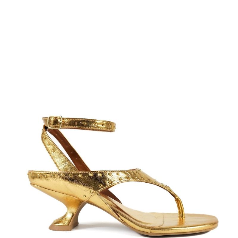SANDALIA SALTO MEDIO OURO