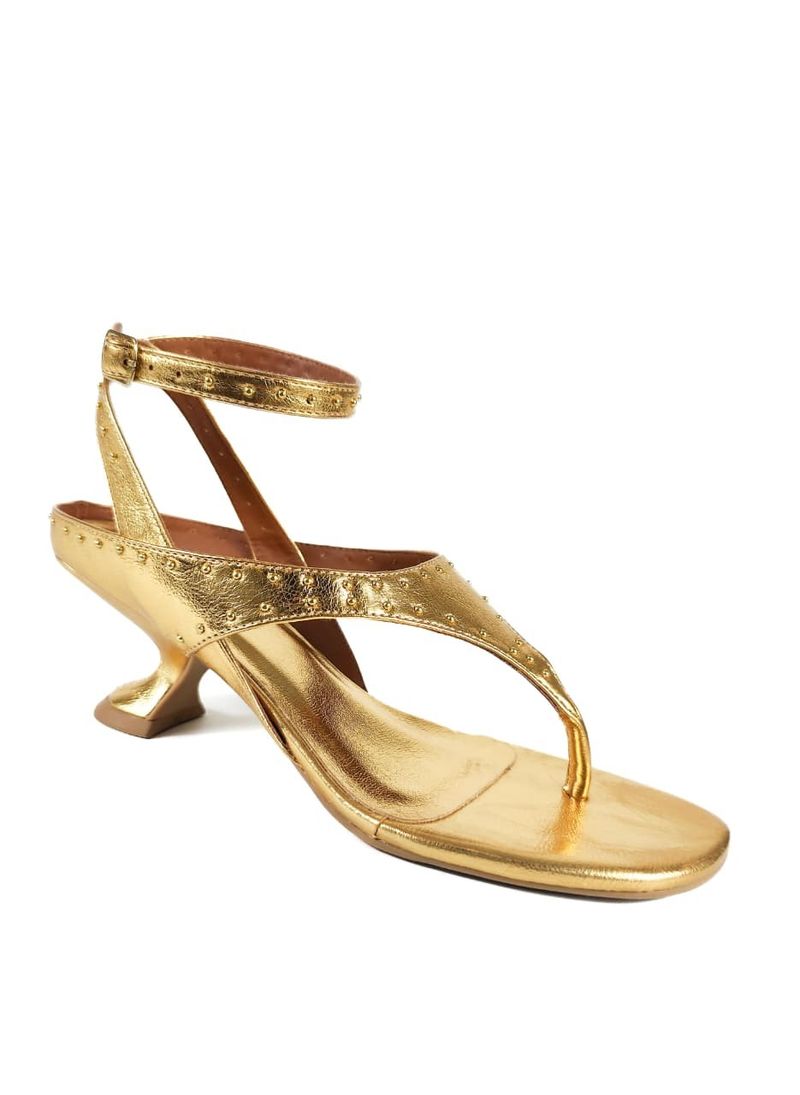 SANDALIA SALTO MEDIO OURO