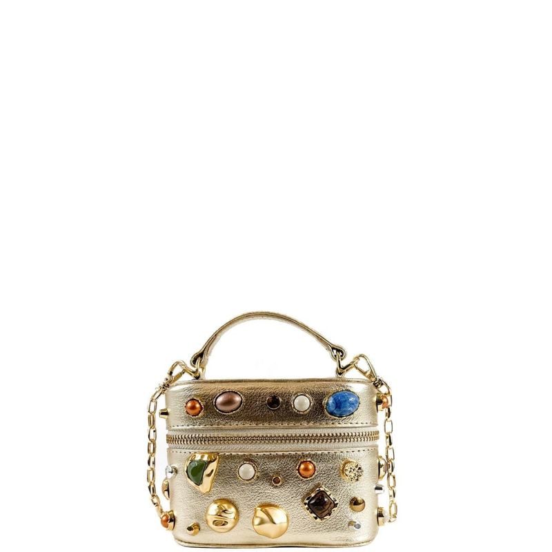 BOLSA MALLU TOTE COURO OURO