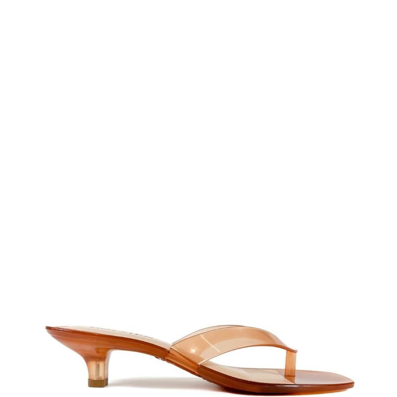 SANDALIA SALTO BAIXO CRISTAL CARAMELO