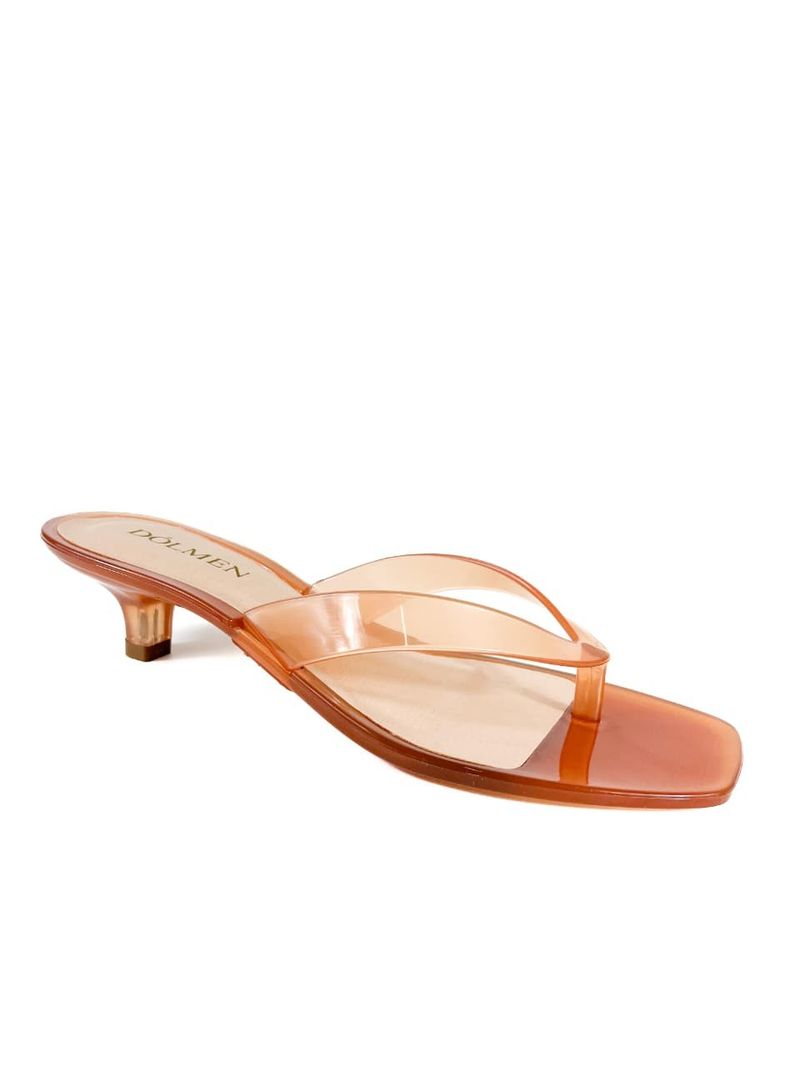 SANDALIA SALTO BAIXO CRISTAL CARAMELO