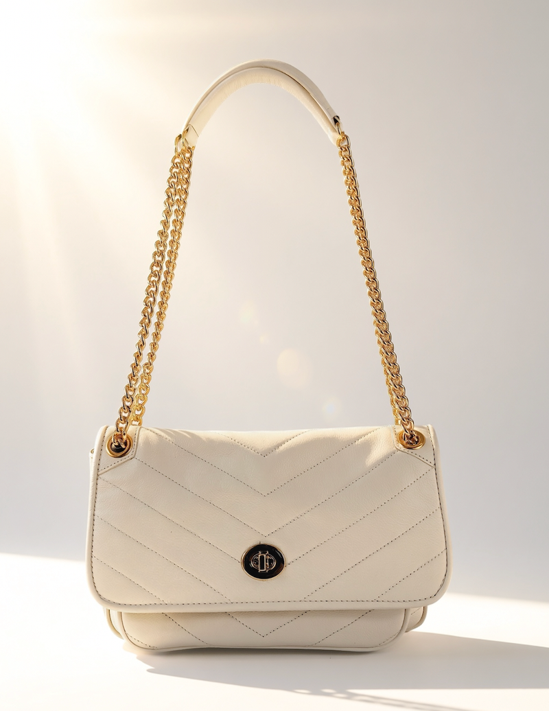 BOLSA GUTA TIRACOLO COURO OFF WHITE