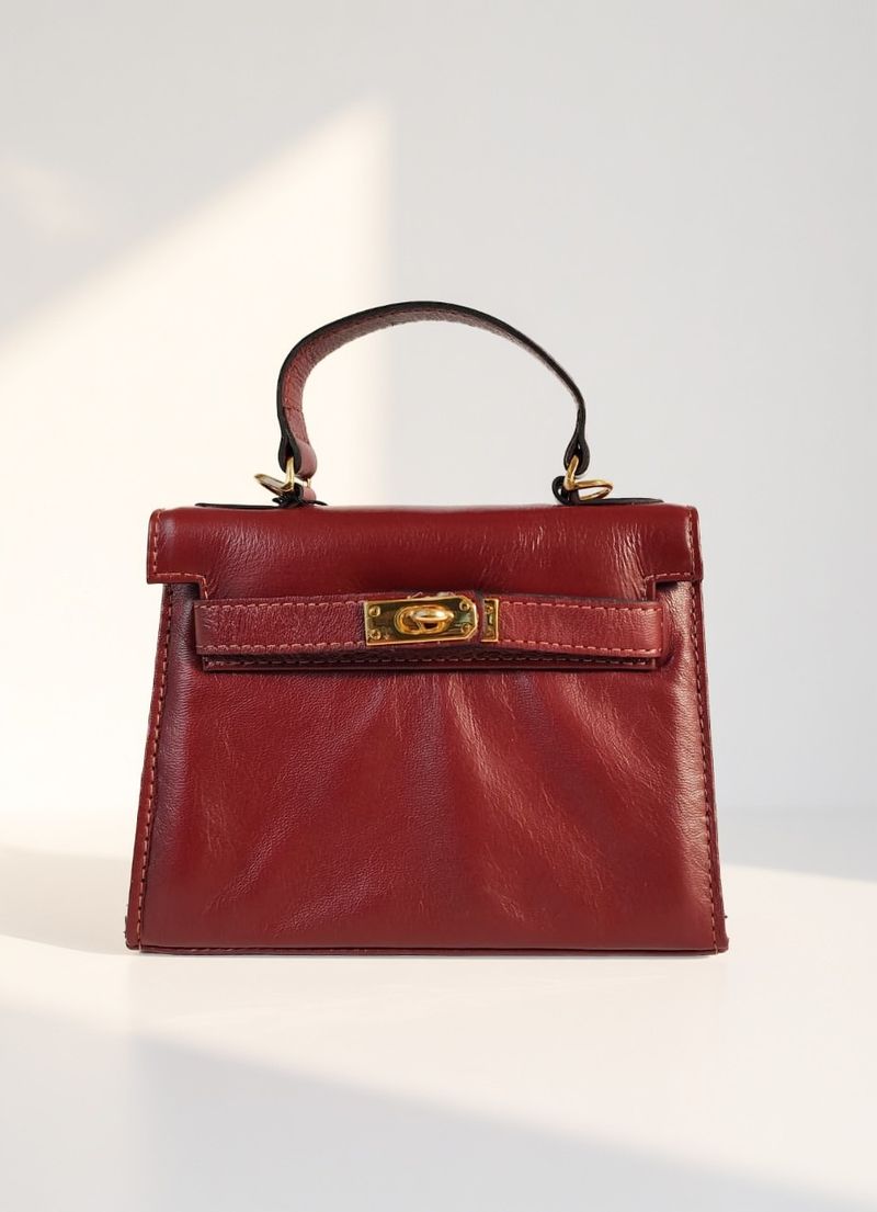 BOLSA RAISSA MINI TOTE TIRACOLO COURO BORGONHA