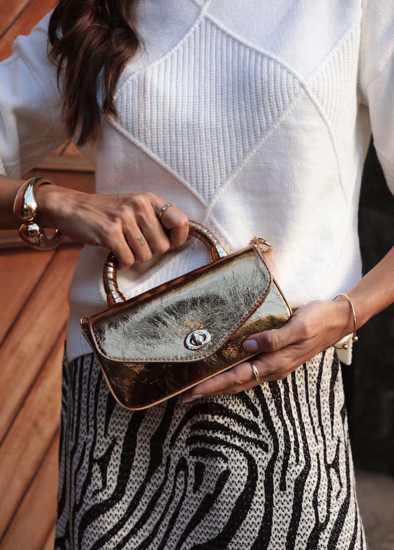 BOLSA LUNA TOTE TIRACOLO COURO BRONZE