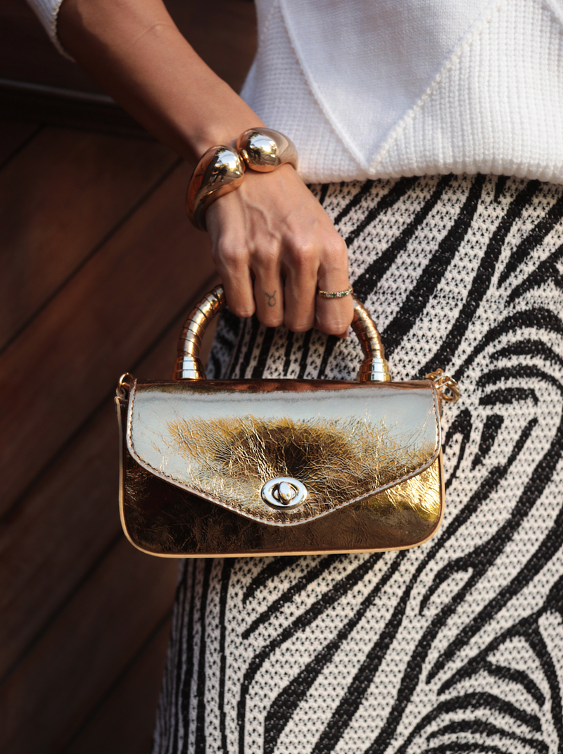 BOLSA LUNA TOTE TIRACOLO COURO BRONZE