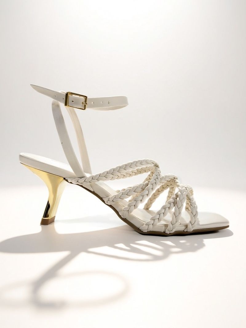 SANDÁLIA SALTO MEDIO OFF WHITE