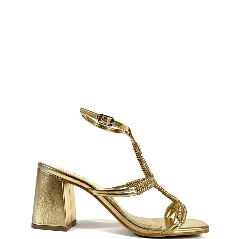 SANDALIA SALTO MEDIO OURO
