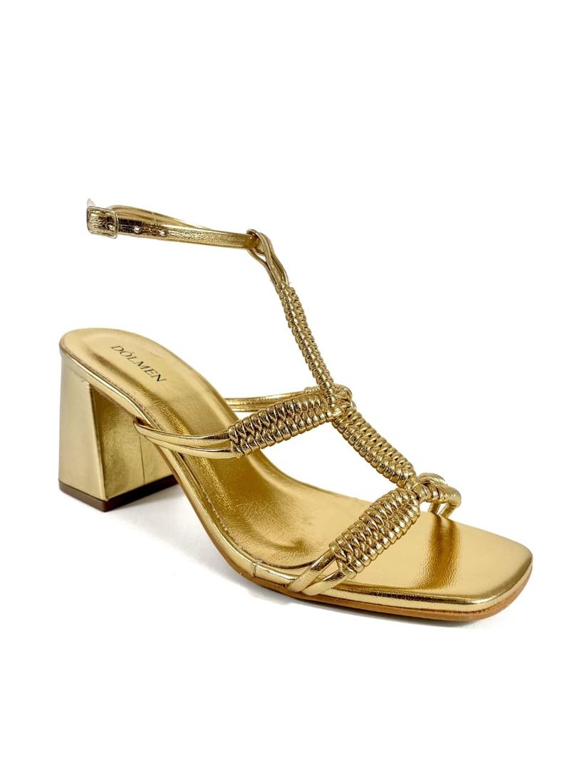 SANDALIA SALTO MEDIO OURO