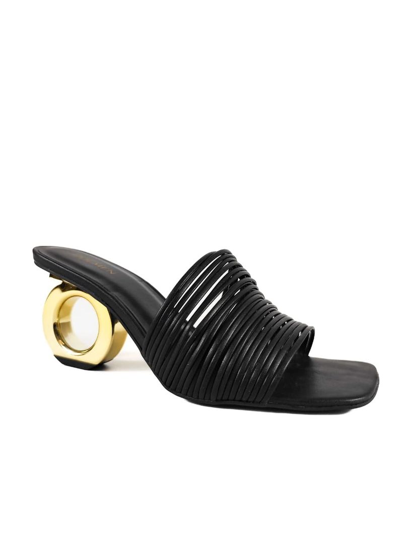 SANDALIA SALTO VAZADO PRETO