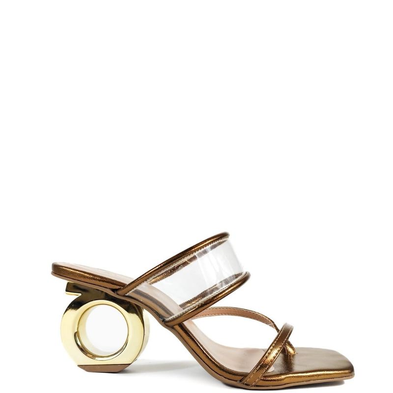 SANDALIA SALTO VAZADO BRONZE
