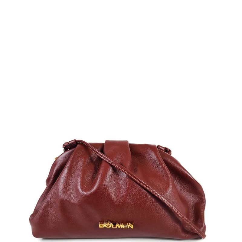 BOLSA BRUNA CLUTCH COURO BORGONHA