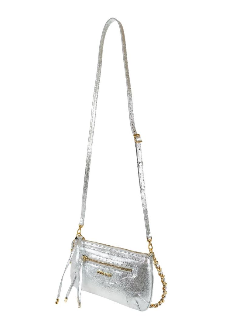 BOLSA FRIDA TIRACOLO COURO PRATA