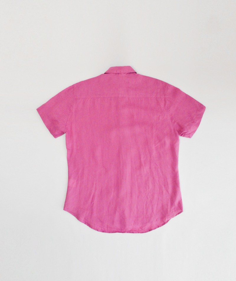 CAMISA LINHO OVERSIZED MANGA CURTA ROSA QUEIMADO