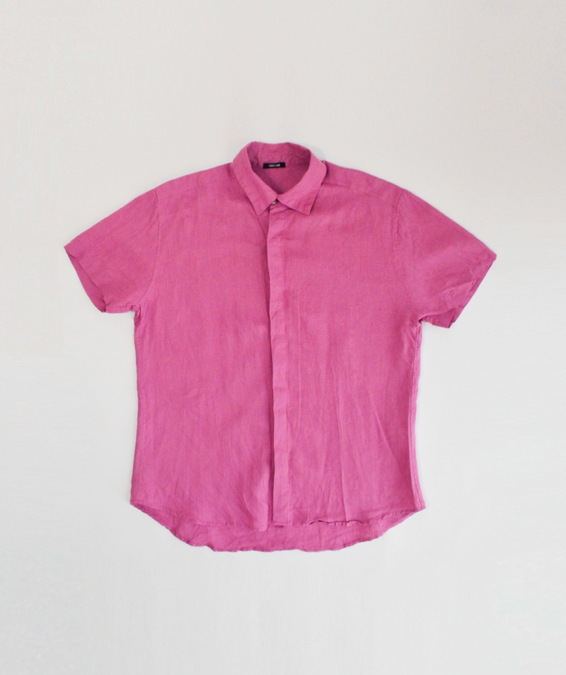 CAMISA LINHO OVERSIZED MANGA CURTA ROSA QUEIMADO