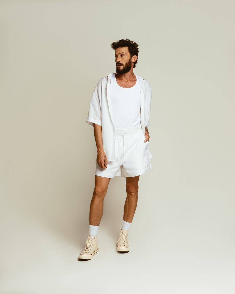 CAMISA LINHO OVERSIZED MANGA CURTA BRANCA