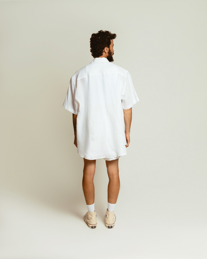 CAMISA LINHO OVERSIZED MANGA CURTA BRANCA