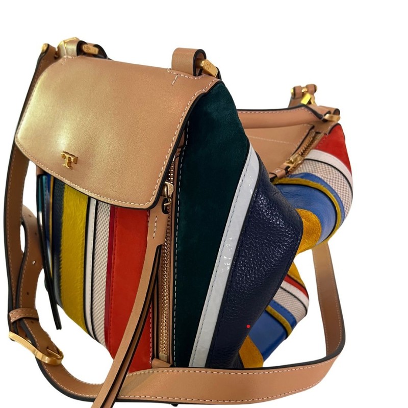 Bolsa Tory Burch Half Moon Striped