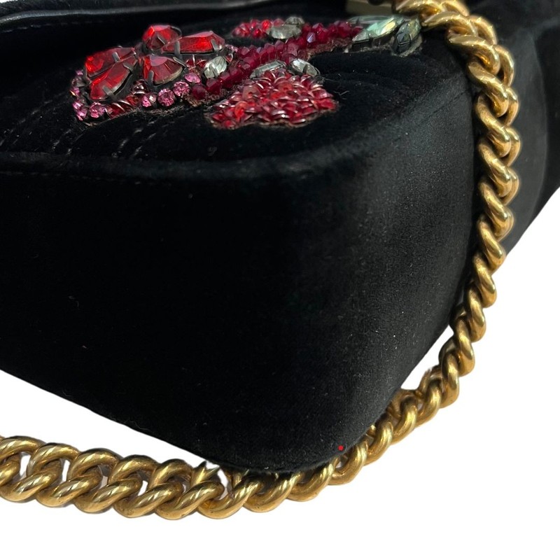 Bolsa Gucci Marmont Velvet Embroidered Preta