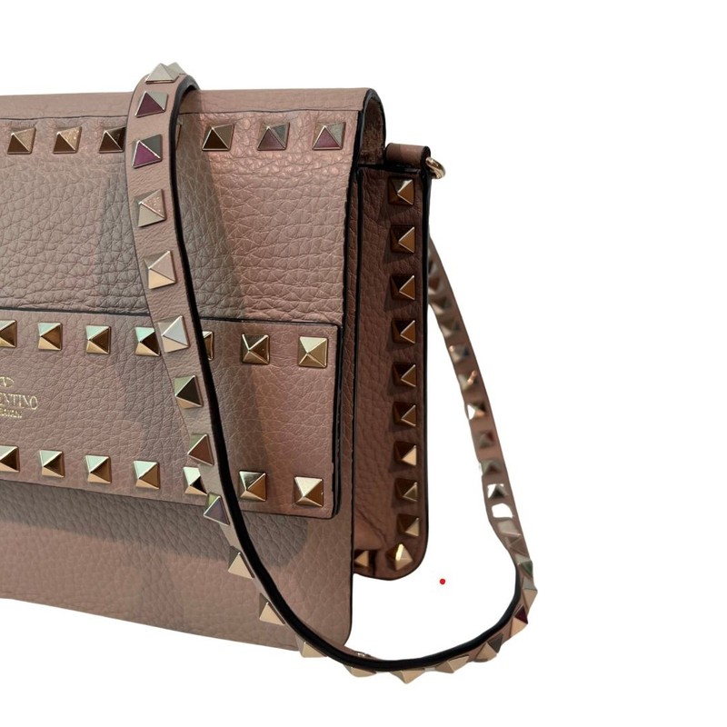 Bolsa Valentino Rockstud Crossbody Bege