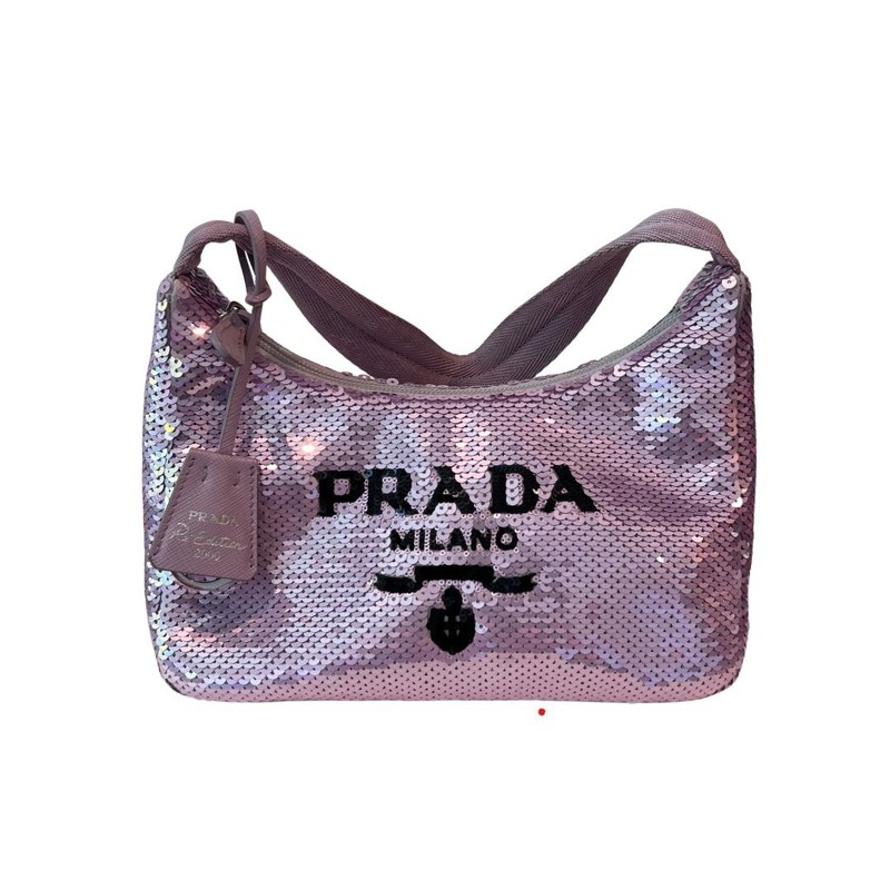 Bolsa Prada Re-Edition Paetes Lilás