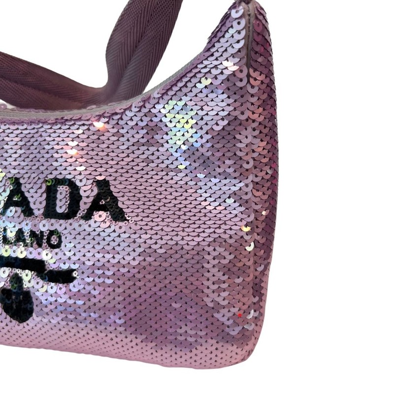 Bolsa Prada Re-Edition Paetes Lilás