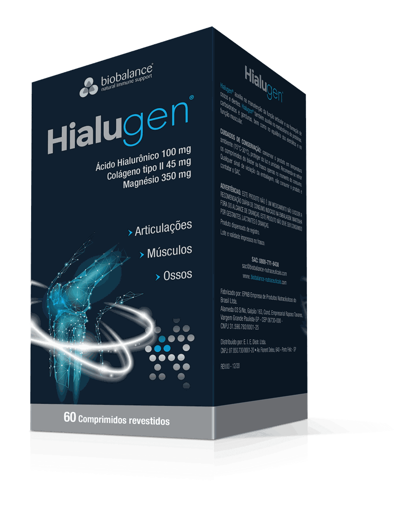 Hialugen (Ácido Hialurônico, Colageno tipo II, Magnésio) 60 Comprimidos Biobalance