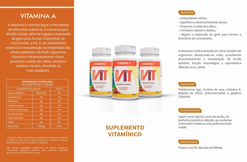 Vitamina A 600mg 90 Cápsulas Catalmedic