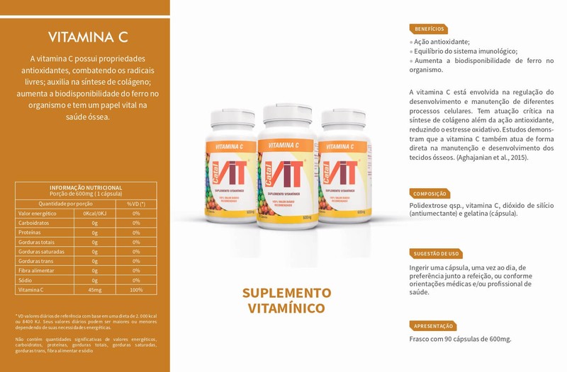 Vitamina C 600mg 90 Cápsulas Catalmedic
