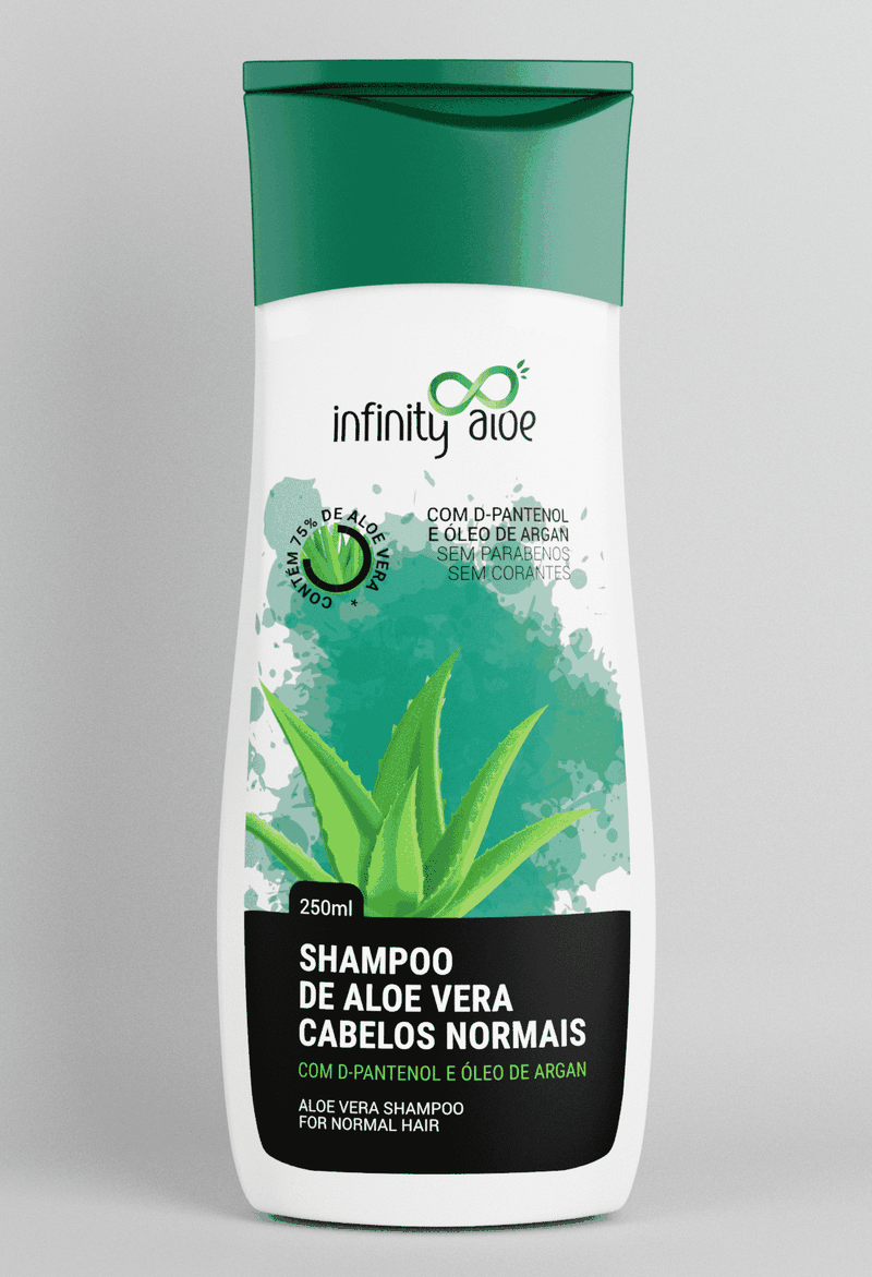 Shampoo de Aloe Vera Cabelos Normais Com D-Pantenol e Óleo de Argan 250 ml Infinity Aloe