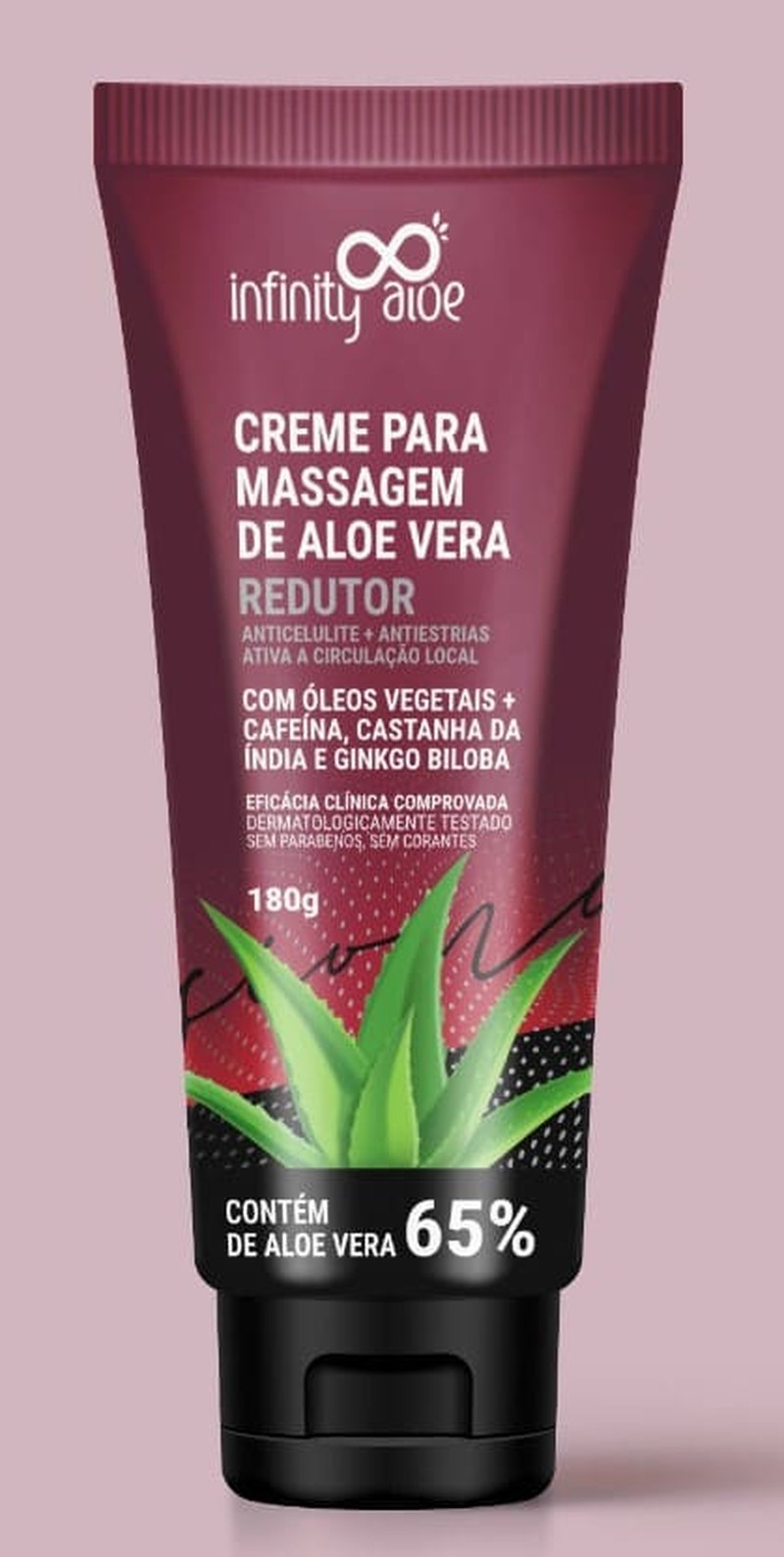 Creme Para Massagem de Aloe Vera Redutor Anticelulite, Antiestrias, Ativa a Circulação Local 180 g Infinity Aloe