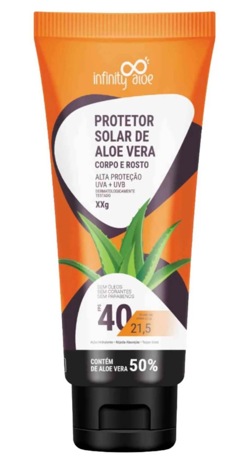 Protetor Solar de Aloe Vera Corpo e Rosto FPS 40 90 g Infinity Aloe