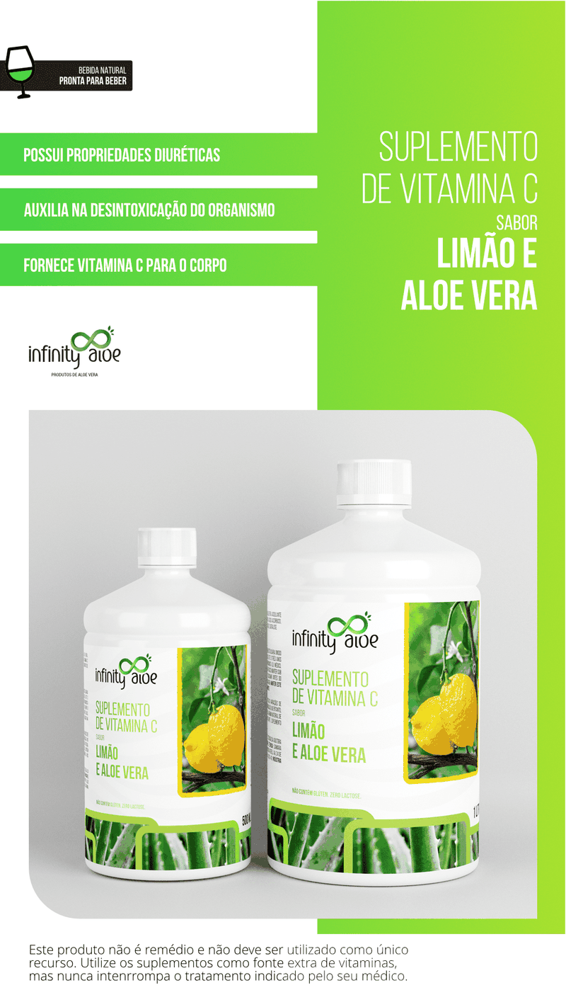 Suplemento de Vitamina C Com Limão e Aloe Vera 1 L Infinity Aloe